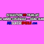 Evaluation N1 français 3ème année collégiale – 2ème semestre