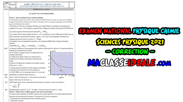 Examen National Physique-Chimie SPC 2021 Normale – Corrigé