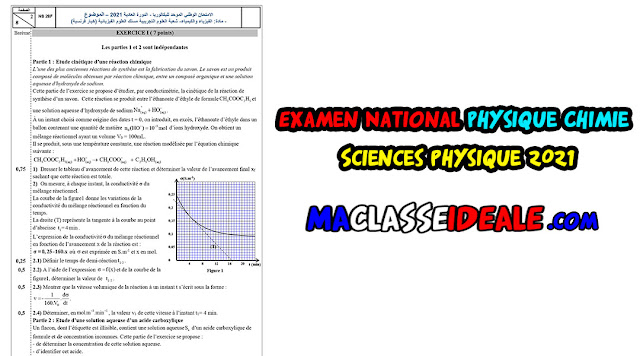 Examen National Physique Chimie Option Sciences physique 2021