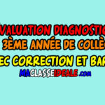 Évaluation diagnostique français 3ème année de collège Avec Correction et barème 2023-2024