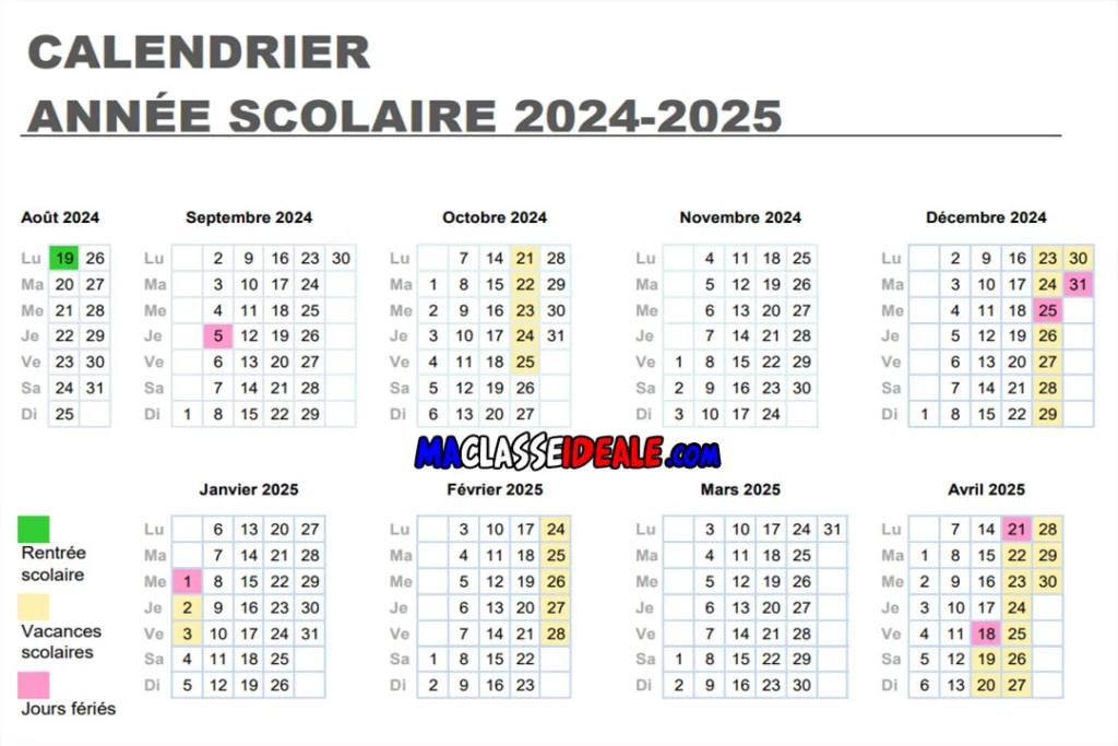 Vacances scolaires 2025 Suisse